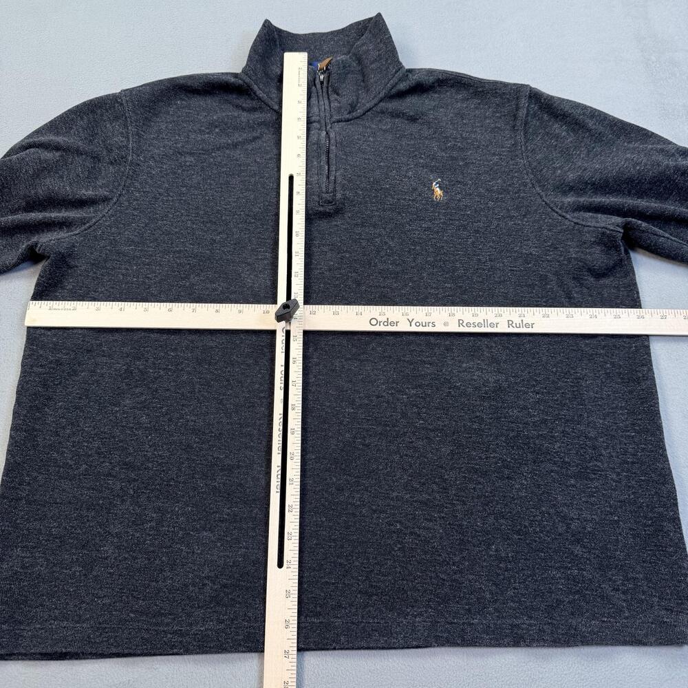 Polo Ralph Lauren Sweater Mens XL Gray Estate Rib Quarter Zip Cotton Pullover - Picture 3 of 10